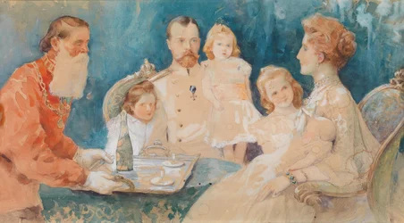 Tsar Nikolai IIとTsarina Alexandra Fjordorovnaと娘のオルガ、タチアナ、マリア、アナスタシア（赤ちゃんとして）